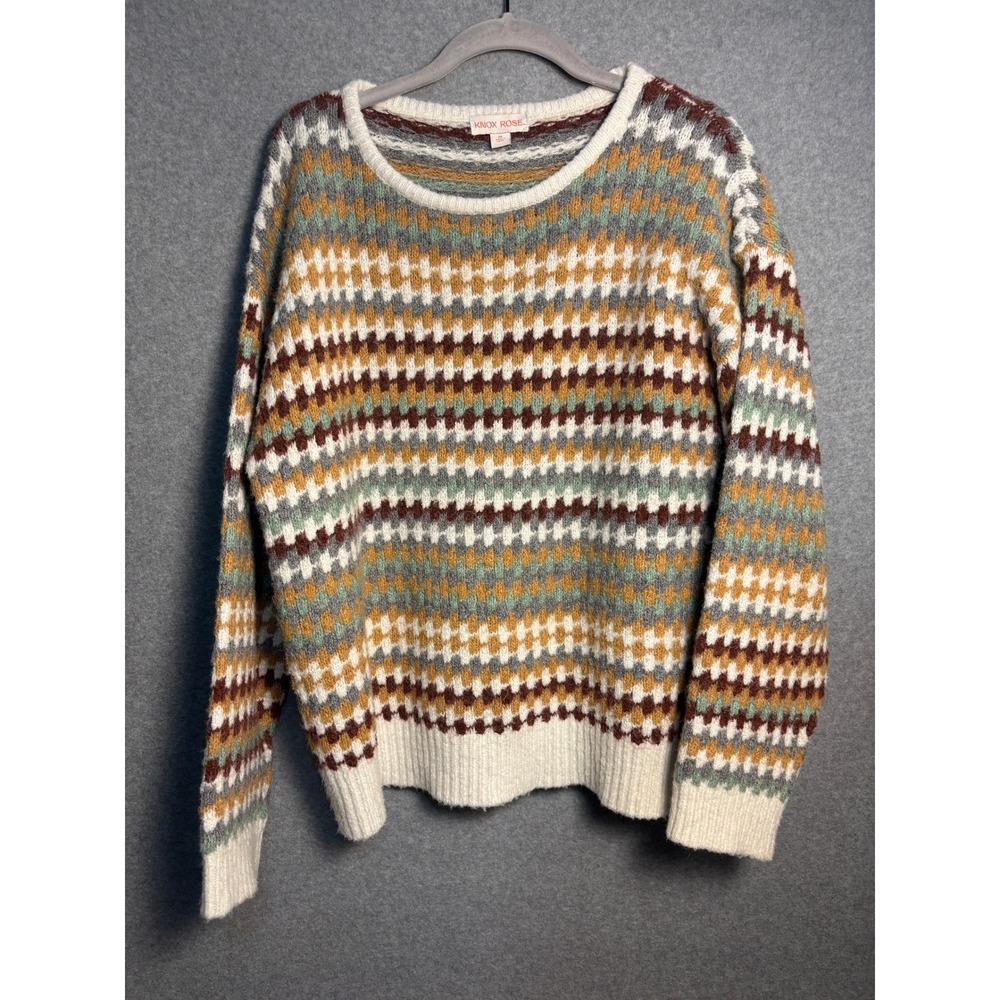 Knox Rose Fair Isle Sweater Boho Cozy Cottagecore Soft Striped Pullover